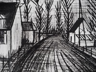 Bernard BUFFET : Route de village, Gravure originale signée 2