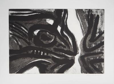 Bengt LINDSTROM : Personnage reptilien, Gravure originale signée 2