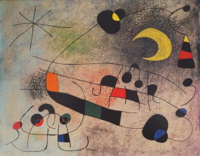 Joan MIRO : Femme abstraite sous la Lune, Affiche originale d’époque 2