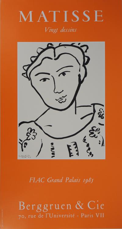 Henri MATISSE : Jeune femme à la blouse fleurie, Affiche originale d’époque 2