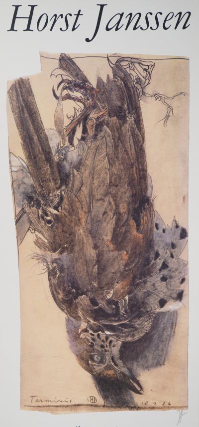 Horst JANSSEN: The Hanged Bird, Original signed poster 2