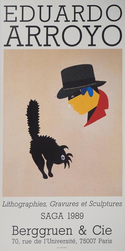 Eduardo ARROYO : Homme au chapeau et écureuil, Affiche originale d’époque 2