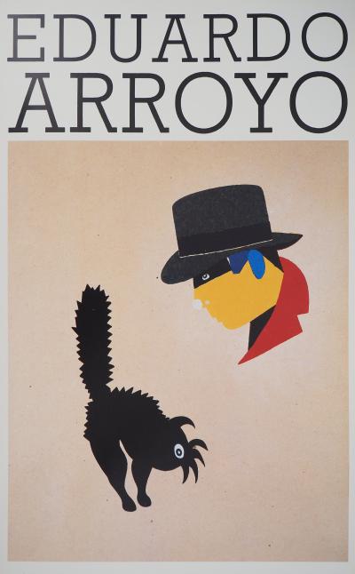 Eduardo ARROYO : Homme au chapeau et écureuil, Affiche originale d’époque 2