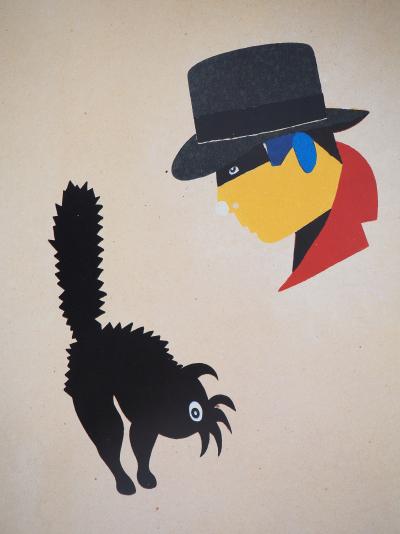 Eduardo ARROYO : Homme au chapeau et écureuil, Affiche originale d’époque 2