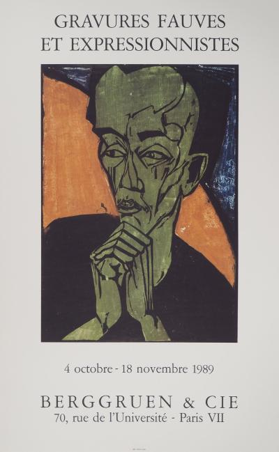 Erich HECKEL : Expressionisme, Portrait d’Homme, Affiche originale d’époque 2