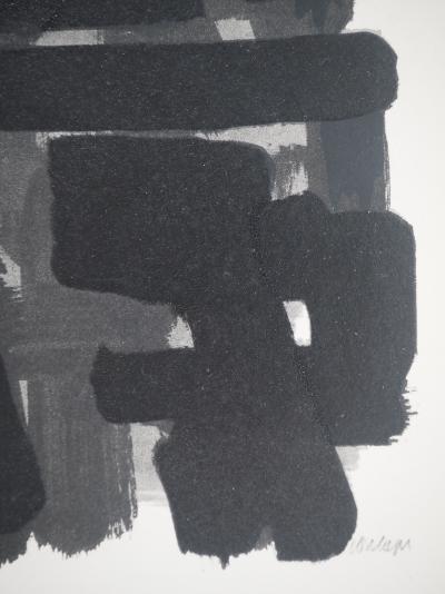 Pierre SOULAGES : Gouache 6 1957, Lithographie et pochoir signée 2