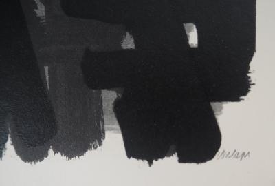 Pierre SOULAGES : Gouache 6 1957, Lithographie et pochoir signée 2