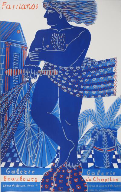 Alekos FASSIANOS : Cycliste dans le vent, Affiche en lithographie originale signée 2