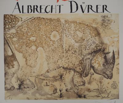 Salvador DALI : Rhinocéros, Hommage à Albrecht Dürer, Affiche en Lithographie signée 2