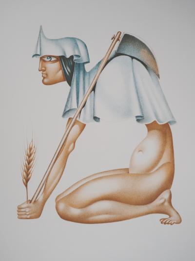 Jules PERAHIM : L’alphabet Hébreu, la bonne récolte, Lithographie originale signée 2