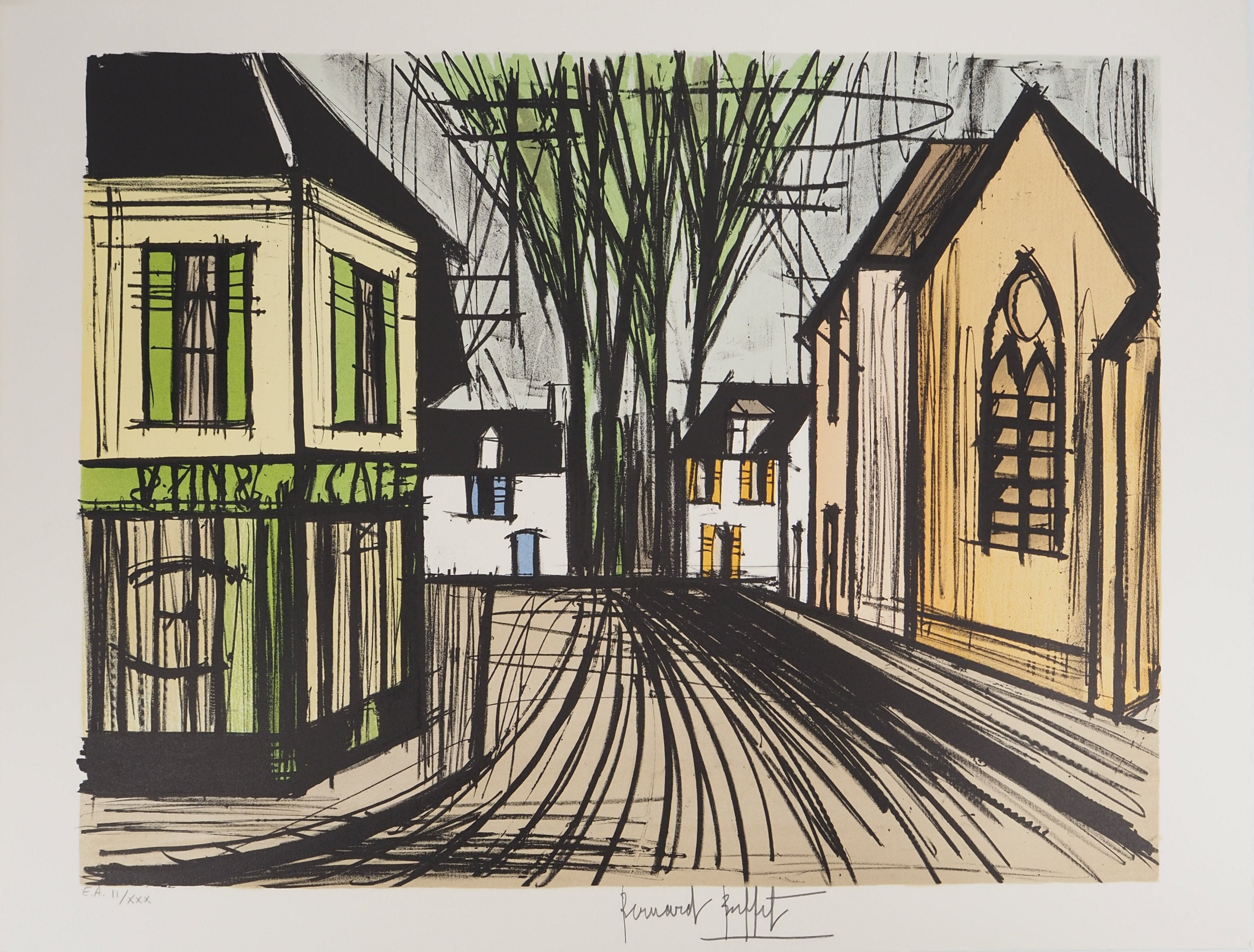 Lithographie Originale Signée André Derain - 'Village En Provence' - XXème Siècle - France