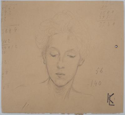 Léopold Franz KOWALSKI: Portrait d'Anna de face, dessin original 2