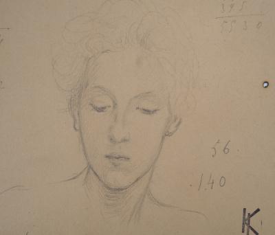 Léopold Franz KOWALSKI: Portrait d'Anna de face, dessin original 2