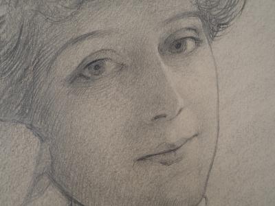 Léopold Franz KOWALSKI: Portrait de Solène tenant une fleur, dessin original 2