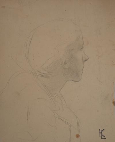 Léopold Franz KOWALSKI: Portrait d'Anna de profil, dessin original 2