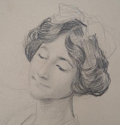 Léopold Franz KOWALSKI: Portrait d'Anna coiffée d'un ruban, dessin original 2