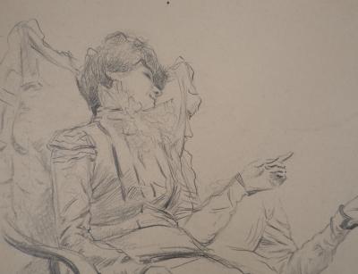 Léopold Franz KOWALSKI: Eléanore au fauteuil, dessin original 2