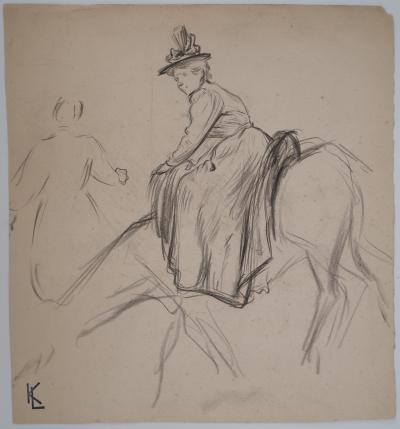 Léopold Franz KOWALSKI: Loren à dos de cheval, dessin original 2
