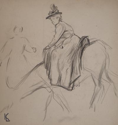 Léopold Franz KOWALSKI: Loren à dos de cheval, dessin original 2