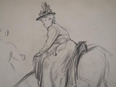 Léopold Franz KOWALSKI: Loren à dos de cheval, dessin original 2