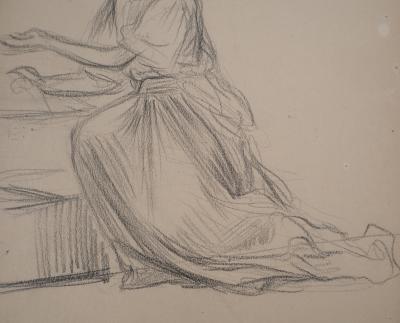 Léopold Franz KOWALSKI: Sujet féminin en robe, dessin original 2