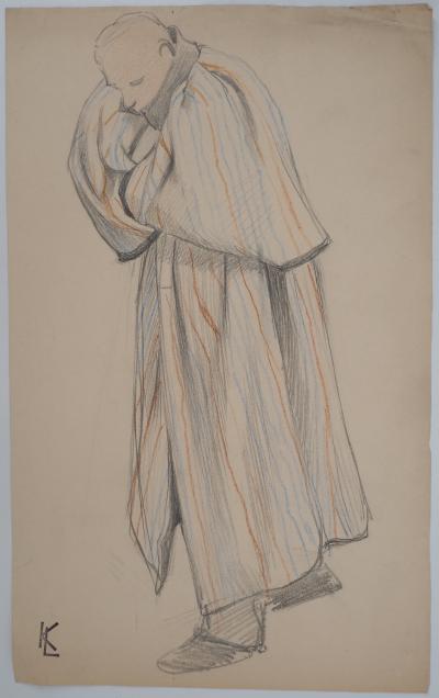 Léopold Franz KOWALSKI: Homme en peignoir, dessin original 2