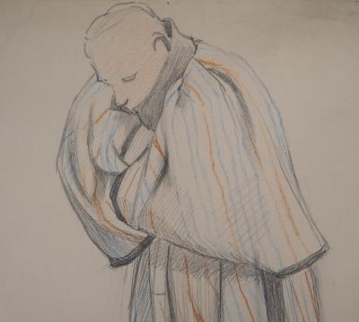Léopold Franz KOWALSKI: Homme en peignoir, dessin original 2