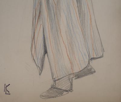 Léopold Franz KOWALSKI: Homme en peignoir, dessin original 2
