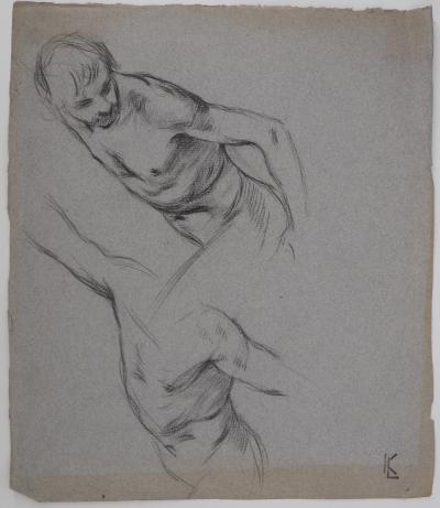 Léopold Franz KOWALSKI: Étude du buste masculin en mouvement, dessin original 2
