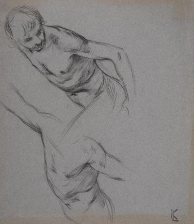 Léopold Franz KOWALSKI: Étude du buste masculin en mouvement, dessin original 2