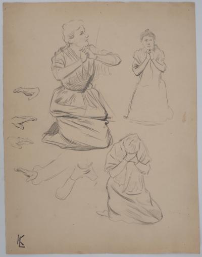 Léopold Franz KOWALSKI: Supplication, dessin original 2