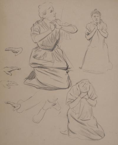 Léopold Franz KOWALSKI: Supplication, dessin original 2