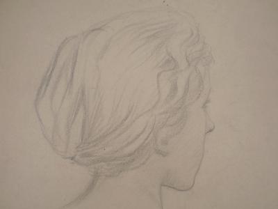 Léopold Franz KOWALSKI: Étude du profil féminin de dos, dessin original 2