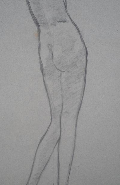Léopold Franz KOWALSKI: Étude du nu féminin de dos, dessin original 2