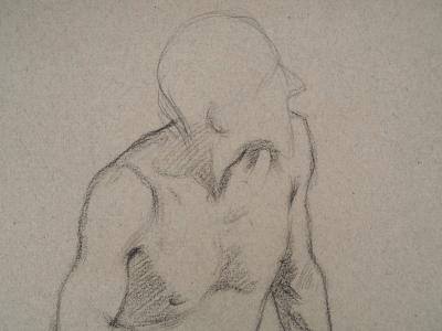 Léopold Franz KOWALSKI: Nu masculin assis, dessin original 2