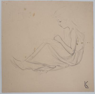 Léopold Franz KOWALSKI: Fillette de profil, dessin original 2