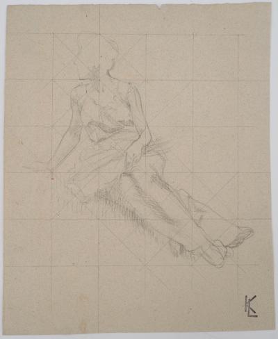 Léopold Franz KOWALSKI: Étude de la posture, dessin original 2