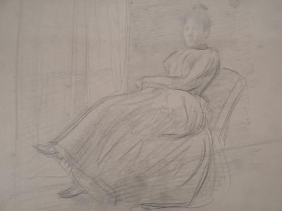 Léopold Franz KOWALSKI: Dame au fauteuil, dessin original 2