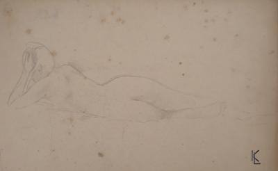 Léopold Franz KOWALSKI: Nu féminin de dos, dessin original 2