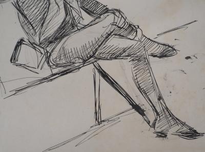 Léopold Franz KOWALSKI: Un soldat assis, dessin original 2