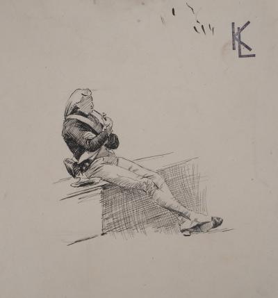 Léopold Franz KOWALSKI: Le repos du soldat, dessin original 2