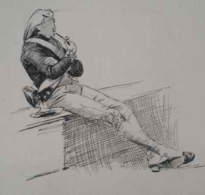 Léopold Franz KOWALSKI: Le repos du soldat, dessin original 2