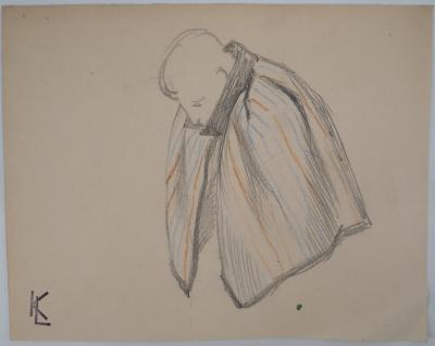 Léopold Franz KOWALSKI: Le soldat en cape, dessin original 2