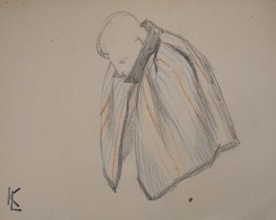 Léopold Franz KOWALSKI: Le soldat en cape, dessin original 2