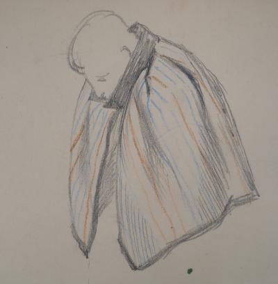Léopold Franz KOWALSKI: Le soldat en cape, dessin original 2