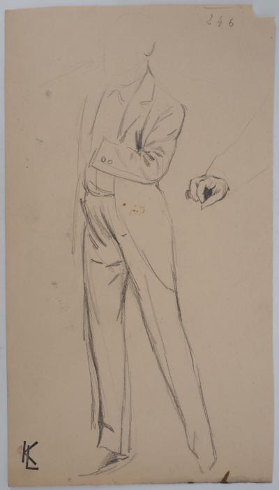Léopold Franz KOWALSKI: Homme en smoking, dessin original 2