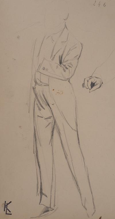 Léopold Franz KOWALSKI: Homme en smoking, dessin original 2