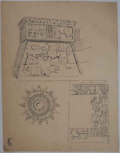 Léopold Franz KOWALSKI: Etude de la culture amérindienne, dessin original 2