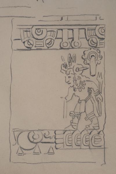 Léopold Franz KOWALSKI: Etude de la culture amérindienne, dessin original 2