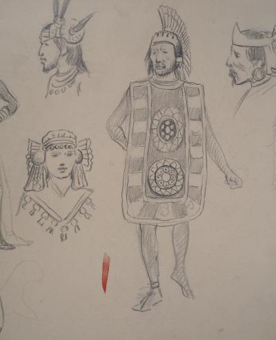 Léopold Franz KOWALSKI: Costumes indiens, dessin original 2